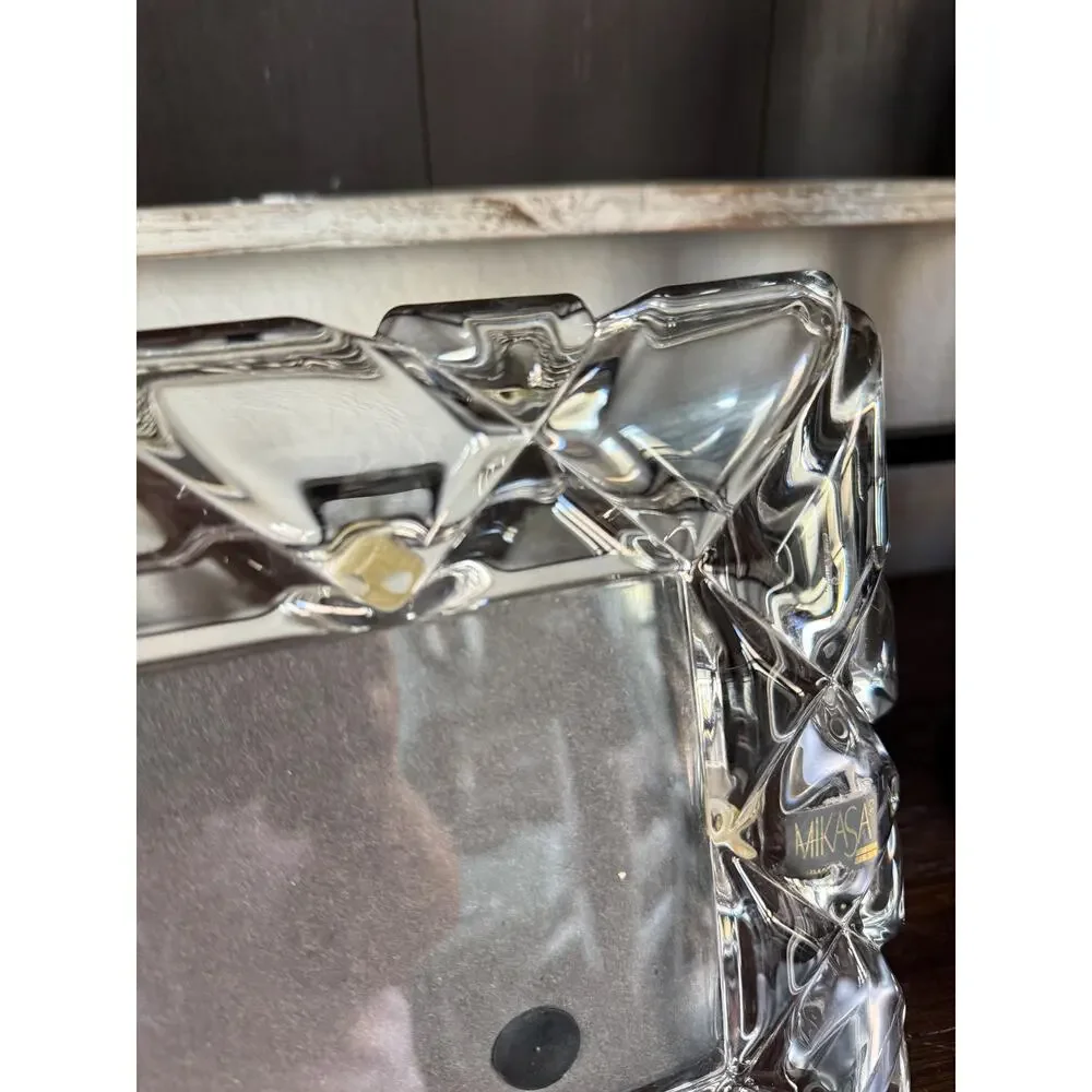 Vintage Heavy Lead Crystal 4x4 Square Picture Frame